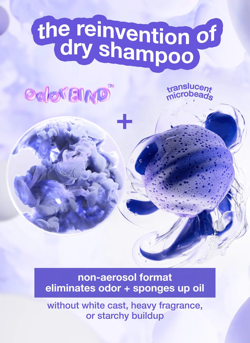 A promotional image for Simply Colour Hair Salon Studio & Online Store's K18 AirWash Dry Shampoo showcasing odorBIND biotechnology with translucent microbeads. Text emphasizes its non-aerosol format, odor elimination, and oil absorption without a white cast or heavy fragrance. Perfectly reduces oil for fresh, clean hair throughout the day.