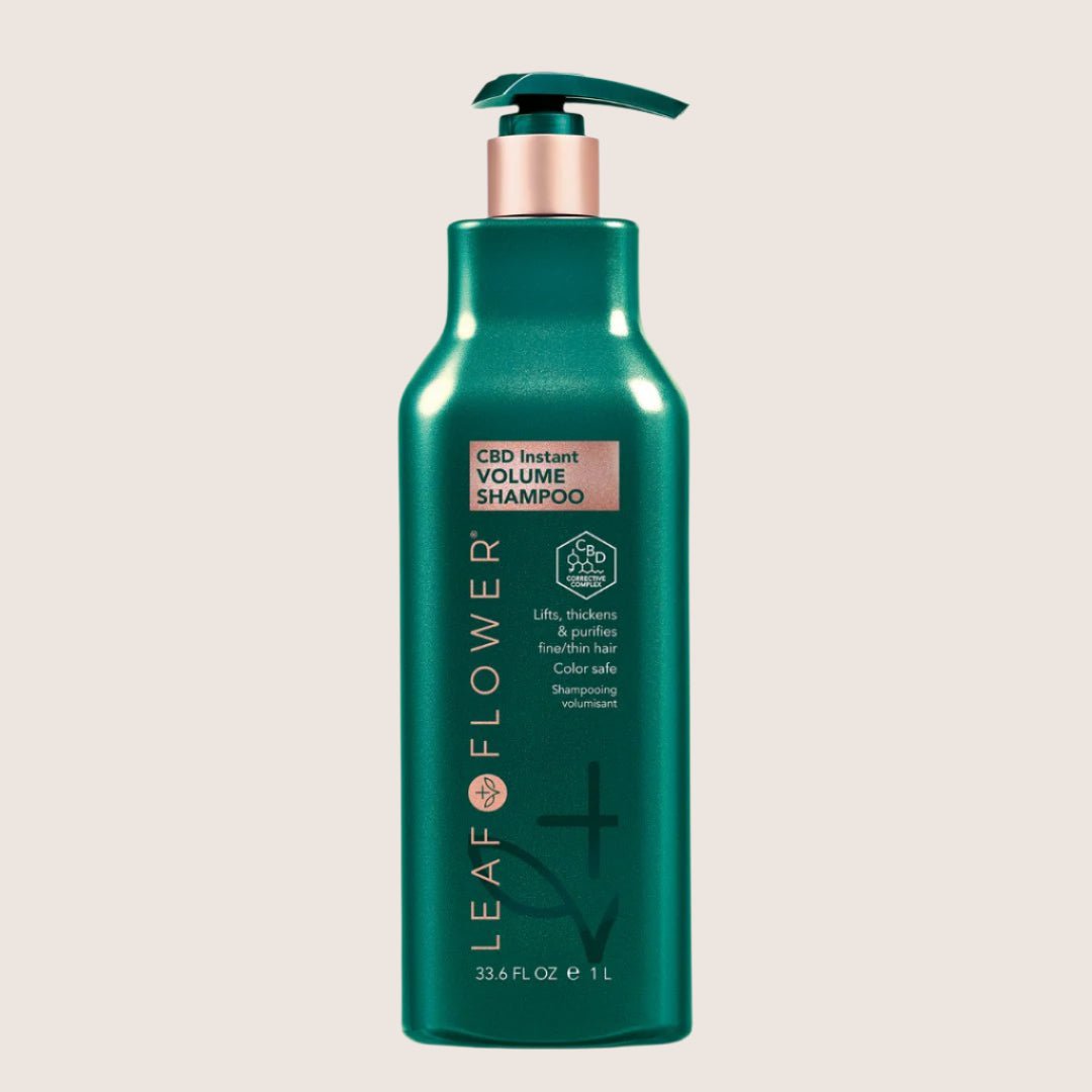 The Leaf and Flower Instant Volume Shampoo, available in multiple sizes, enhances hair health and offers a plant-based, eco-friendly option.